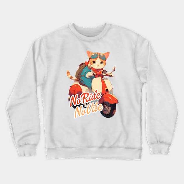 Kawaii cat riding scooter Crewneck Sweatshirt by AestheticsArt81